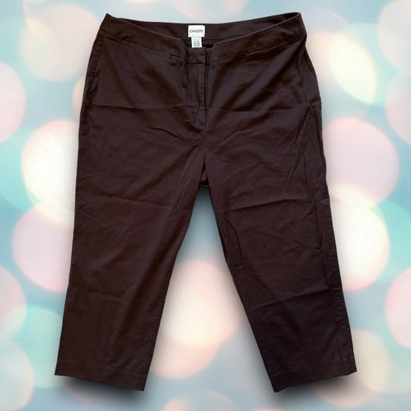 Chico’s Women’s Plus Size Brown Mid-Rise Cropped Pants Slacks Size 3 (XL 16) - Picture 2 of 6